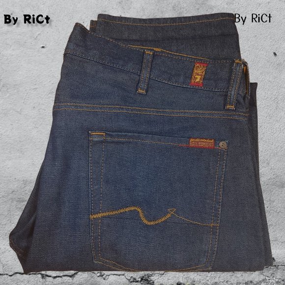 7 For All Mankind Slimmy Men's Jeans Size 38x34 Denim Mid Rise Zip Straight Leg - Picture 9 of 9